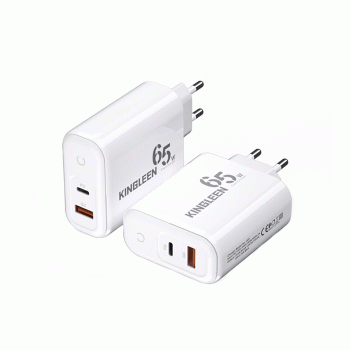 KINGLEEN E65 Φορτιστής Με Καλώδιο PD 65W Mobile Charger 1 Θύρα USB-A Και 1 Θύρα TYPE C - Χρώμα: Λευκό