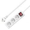 Πρίζα προέκτασης No brand, 3 δρόμων, 250V, 16A, Καλώδιο, 5μ., Με διακόπτη, Λευκό - 17876