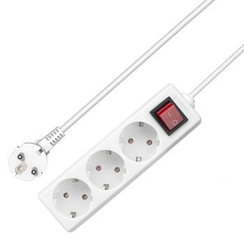 Πρίζα προέκτασης No brand, 3 δρόμων, 250V, 16A, Καλώδιο, 5μ., Με διακόπτη, Λευκό - 17876