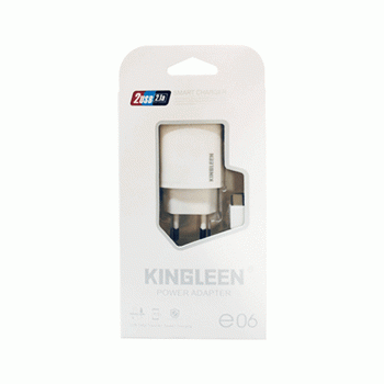 KINGLEEN E06 Φορτιστής κινητού / Mobile Charger με 2 Θύρες USB-A Και Καλώδιο USB Σε Type-C - Χρώμα: Λευκό