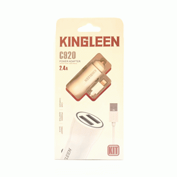 KINGLEEN Φορτιστής Αυτοκινήτου / Car Charger C920 με Δύο Θύρες USB Και Καλώδιο Φόρτισης USB Σε LIGHTNING 2.4A - Χρώμα: Λευκό