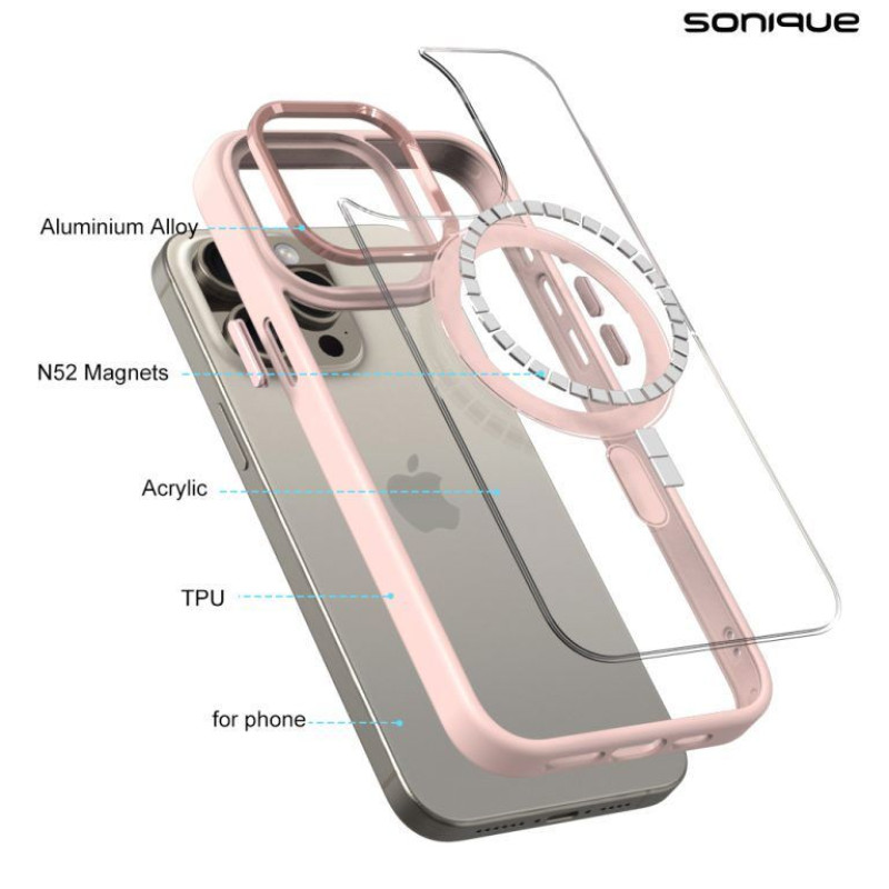 Θήκη Magnetic MagMetal Sonique Apple iPhone 13 Pro Max Ροζ