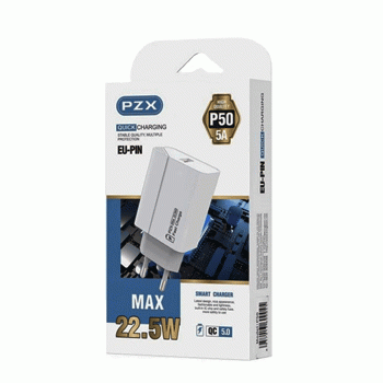 PZX P50 Φορτιστής κινητού / Mobile Charger PD 22.5W με 1 Θύρα USB-A Και Καλώδιο USB-A Σε Lightning - Χρώμα: Λευκό