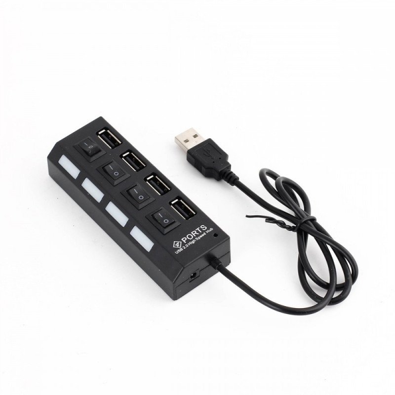 USB hub No Brand, USB 2.0, 4 θύρες, μαύρο - 12053