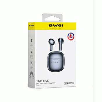 AWEI T68 Ακουστικά Ασύρματα TWS Wireless Εarphones Noise Cancelling με θήκη φόρτισης Χρώμα : Μαυρο