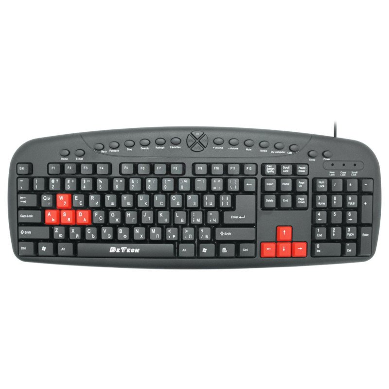 Πληκτρολόγιο πολυμέσων DeTech DE6087, USB, Κυριλλικό, Μαύρο - 6087