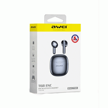 AWEI T68 Ακουστικά Ασύρματα TWS Wireless Εarphones Noise Cancelling με θήκη φόρτισης Χρώμα : Μαυρο