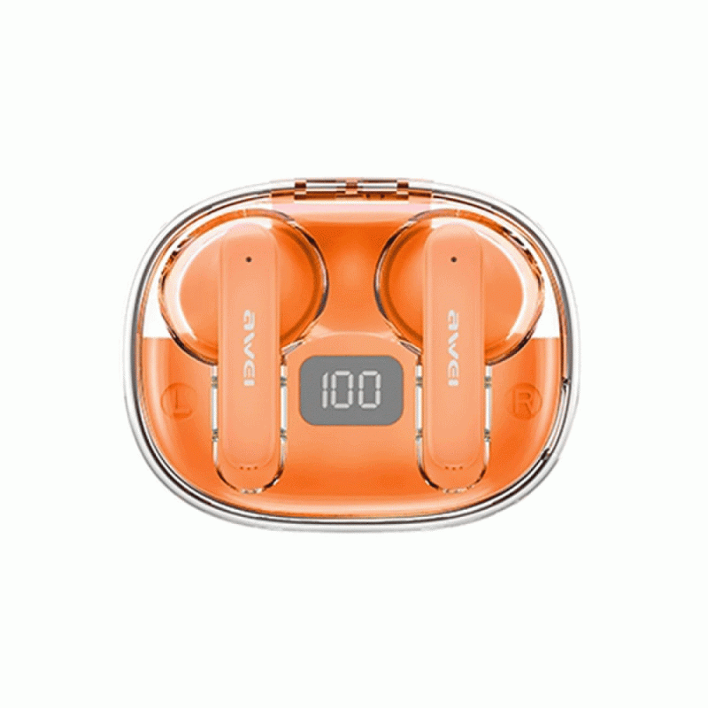 AWEI T86 Ακουστικά Ασύρματα Bluetooth TWS Noise Cancelling Earphones Wireless Earbuds με θήκη φόρτισης Χρώμα : Πορτοκαλί