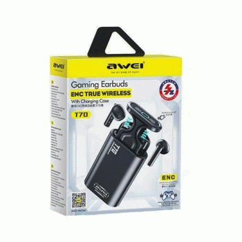 AWEI T70 Ακουστικά Ασύρματα Bluetooth 5.1 TWS Earpods Wireless Εarphones με θήκη φόρτισης Χρώμα: Μαυρο