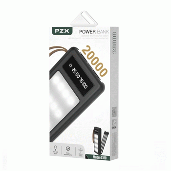 PZX C160 Power Bank με 2 Θύρες  USB-A και 1 Θύρα TYPE C 20000mAh - Χρώμα: Μαύρο